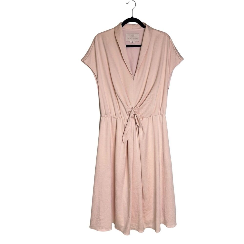 Gal Meets Glam Margie tie waist pink midi dress size 16 Gently Used.